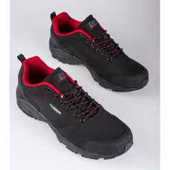 Buty trekkingowe męskie DK czarno czerwone czarne. Czarne trekkingi męskie z materiału, bez zapięcia. Za 197.04 zł.