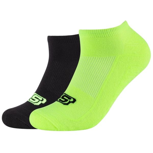 Skarpetki sportowe dla dorosłych 2PPK Basic Cushioned Sneaker Socks. Zielone skarpetki damskie Skechers, bez wzorów, z bawełny. Za 24.99 zł.
