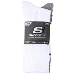 Skarpetki sportowe dla dorosłych 3pk Unisex Non Terry Crew. Białe skarpety męskie Skechers, bez wzorów, z bawełny. Za 49.99 zł.