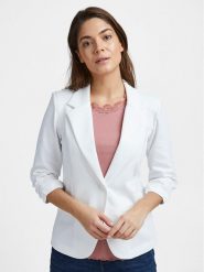 Fransa Marynarka 20604689 Biały Regular Fit. Białe marynarki i żakiety damskie Fransa, bez wzorów, z syntetyku, bez kołnierzyka, bez ramiączek. Za 159.99 zł.