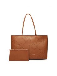 Calvin Klein Torebka Emblem Aop Perfor Lthr Tote LV04F3359G Brązowy. Brązowe shopperki damskie Calvin Klein, bez wzorów, ze skóry, bez dodatków. Za 1,099.00 zł.