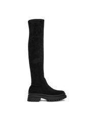 DeeZee Kozaki HX24003-1 Czarny. Czarne kozaki damskie DeeZee, bez wzorów, z materiału, bez obcasa, na płaskiej podeszwie, bez zapięcia. Za 219.99 zł.