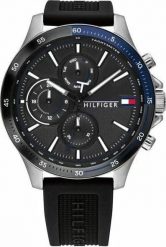 Zegarek Tommy Hilfiger Zegarek Męski Tommy Hilfiger 1791724 Czarny pasek. Czarne zegarki męskie Tommy Hilfiger, bez wzorów. Za 1,240.98 zł.