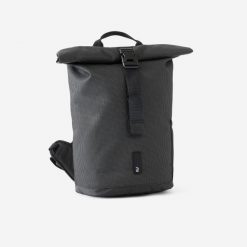 Plecak rowerowy Elops Speed 500 odblaskowy. Czarne plecaki męskie Decathlon, bez wzorów, z materiału, biznesowe. Za 219.99 zł.