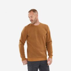 Sweter turystyczny męski Quechua NH150. Brązowe swetry męskie QUECHUA, l, bez wzorów, z dzianiny, sportowe, bez kołnierzyka, bez ramiączek. Za 59.99 zł.