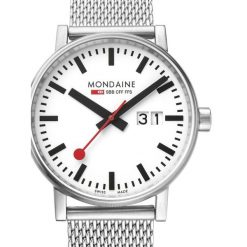 Zegarek męski Mondaine MSE.40210.SM, Quartz, 40mm, 3ATM. Szare zegarki męskie mondaine, bez wzorów, z materiału, ze stali. Za 1,410.20 zł.