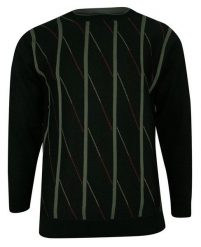 Sweter Ciemny Zielony w Paski, Okrągły Dekolt (U-neck), Męski - KINGS. Zielone swetry męskie Kings, m, bez wzorów, z wełny, klasyczne, bez kołnierzyka, bez ramiączek. Za 167.00 zł.