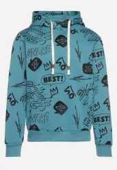 Niebieska Bluza z Bawełną i Kapturem Ozdobiona Abstrakcyjnym Wzorem Arsolea. Niebieskie bluzy męskie Born2be, l, bez wzorów, z bawełny, biznesowe, bez ramiączek, z kapturem. Za 79.99 zł.