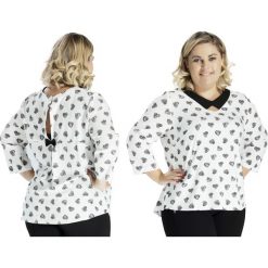 Asymetryczna bluzka z kokardką print serduszka oversize NOWOŚĆ. Czarne bluzki damskie Moda Size Plus Iwanek, m, bez wzorów, ze skóry, eleganckie, z asymetrycznym kołnierzem, bez ramiączek. W wyprzedaży za 39.00 zł.