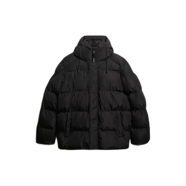 Kurtka puchowa Superdry. Czarne kurtki męskie Superdry, na zimę, xl, bez wzorów, z puchu, eleganckie, z kapturem. Za 684.10 zł.