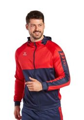 Kurtka treningowa z kapturem Erima Six Wings. Czerwone kurtki sportowe męskie Erima, s, bez wzorów, z bawełny, z kapturem, do piłki ręcznej. Za 252.50 zł.
