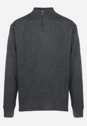 Ciemnoszary Golf z Wełną Lalone. Szare swetry męskie Born2be, na jesień, m, bez wzorów, z dzianiny, bez kołnierzyka, bez ramiączek. Za 29.99 zł.