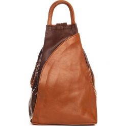 Skórzany plecak w kolorze brązowym - 27 x 40 x 14 cm. Brązowe plecaki damskie Stylowe torebki, bez wzorów, z materiału. W wyprzedaży za 299.95 zł.
