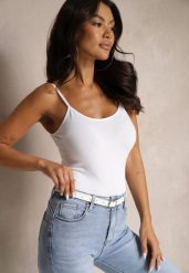 Biały Bawełniany Casualowy Top Floridi. Białe topy damskie Renee, l, bez wzorów, z bawełny, bez kołnierzyka, bez ramiączek. Za 14.99 zł.