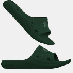 Klapki Męskie Under Armour Na Basen Plażę. Zielone klapki męskie Under Armour, bez wzorów, bez zapięcia. Za 119.99 zł.