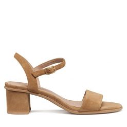 Sandały Geox. Brązowe sandały damskie Geox, bez wzorów, bez obcasa, na słupku, bez zapięcia. Za 459.99 zł.