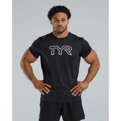 Tes Shirt TYR Airtec Big Logo. Czarne koszulki sportowe męskie TYR, bez wzorów, bez ramiączek, na fitness i siłownię. Za 269.99 zł.