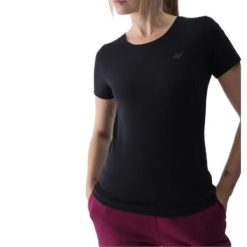 Koszulka Damska 4F. Czarne koszulki sportowe damskie 4F, bez wzorów, bez ramiączek. Za 73.99 zł.