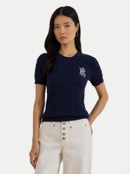 LAUREN RALPH LAUREN Sweter 200P07025001 Granatowy Relaxed Fit. Niebieskie swetry nierozpinane damskie Lauren Ralph Lauren, l, bez wzorów, z bawełny, bez kołnierzyka, bez ramiączek. Za 769.99 zł.