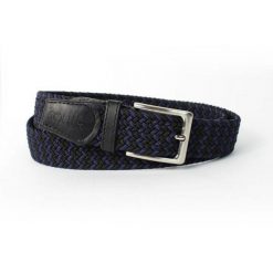Elegancki pleciony pasek męski SOLIER SB07 czarno-fioletowy. Czarne paski męskie z jeansu, eleganckie. Za 49.99 zł.