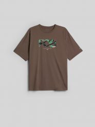 4F T-shirt loose z nadrukiem męski - brązowy XL. Brązowe t-shirty męskie 4F, m, bez wzorów, z bawełny, bez kołnierzyka, bez ramiączek. Za 69.99 zł.