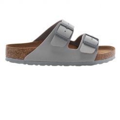 Klapki dla dorosłych Birkenstock Arizona Stone Coin. Szare klapki damskie Birkenstock, bez wzorów, z materiału, bez zapięcia. Za 458.00 zł.