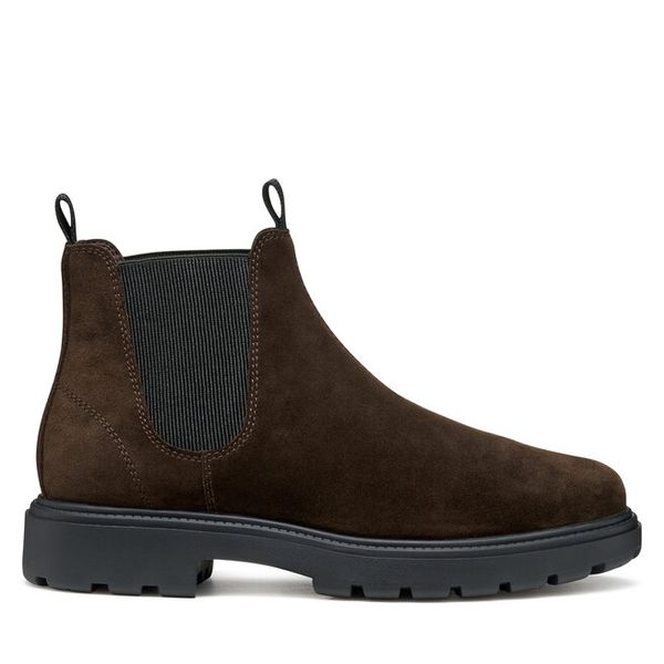 Sztyblety Geox. Brązowe botki męskie Geox, bez wzorów, bez obcasa, bez zapięcia. Za 439.99 zł.