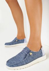 Granatowe Półbuty w Styli Mokasynów Sheillin. Niebieskie półbuty damskie Born2be, bez wzorów, eleganckie, bez obcasa, bez zapięcia. Za 64.99 zł.