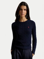 Polo Ralph Lauren Sweter 211971869008 Granatowy Slim Fit. Niebieskie swetry nierozpinane damskie Polo Ralph Lauren, l, bez wzorów, bez kołnierzyka, bez ramiączek. Za 949.99 zł.