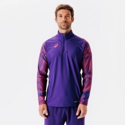 Bluza piłkarska Kipsta Viralto Wavy Club na krótki suwak. Czerwone bluzy męskie KIPSTA, xl, bez wzorów, z elastanu, sportowe, bez ramiączek, bez kaptura. Za 199.99 zł.