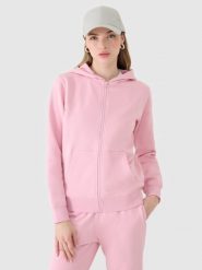 4F Bluza dresowa rozpinana z kapturem damska - różowa S. Czerwone bluzy damskie 4F, s, bez wzorów, z bawełny, sportowe, bez ramiączek, z kapturem. Za 149.99 zł.