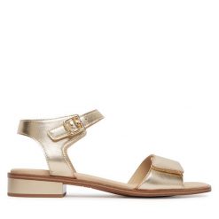 Sandały Caprice. Żółte sandały damskie Caprice, bez wzorów, bez obcasa, na słupku, bez zapięcia. Za 339.99 zł.