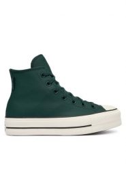 Converse Trampki Chuck Taylor All Star Lift Platform Water-Repellent A18393C Zielony ciemny. Zielone trampki i tenisówki damskie Converse, bez wzorów, ze skóry, bez zapięcia. Za 449.99 zł.
