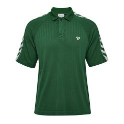 Luźna koszulka polo Hummel Archive. Zielone bluzki damskie Hummel, m, z aplikacjami, bez kołnierzyka, bez ramiączek. Za 205.95 zł.
