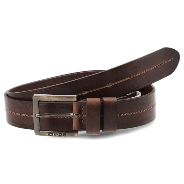 Brązowy Elegancki Pasek Męski Big Star. Brązowe paski męskie BIG STAR, z jeansu, biznesowe. Za 159.00 zł.