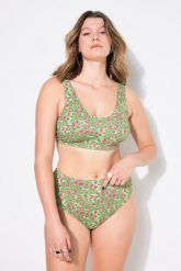 Damski Top od bikini miękkie miseczki wzór w panterkę. Zielone stroje kąpielowe damskie Ulla Popken, plus size, bez wzorów, z elastanu. Za 116.99 zł.