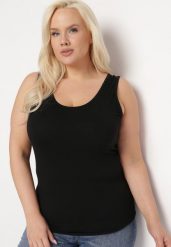 Czarny Klasyczny Top z Bawełny Bez Rękawów Rolira. Czarne topy damskie Born2be, xl, bez wzorów, z bawełny, klasyczne, bez kołnierzyka, bez ramiączek. Za 29.99 zł.