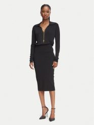 Elisabetta Franchi Sukienka koktajlowa AM-19S-66E2-V500 Czarny Slim Fit. Czarne sukienki damskie Elisabetta Franchi, s, bez wzorów, z wiskozy, wizytowe, bez kołnierzyka, bez ramiączek. Za 2,139.00 zł.