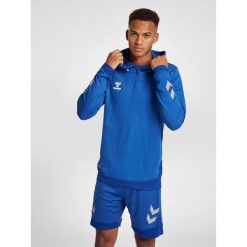 Bluza z kapturem Hummel hmlLEAD poly. Niebieskie bluzy męskie Hummel, xl, bez wzorów, sportowe, bez ramiączek, z kapturem. W wyprzedaży za 167.00 zł.