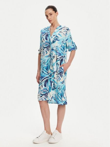 Olsen Sukienka koszulowa 13002008 Niebieski Regular Fit. Niebieskie sukienki damskie Olsen, bez wzorów, z wiskozy, bez kołnierzyka, bez ramiączek, koszulowe. Za 419.99 zł.