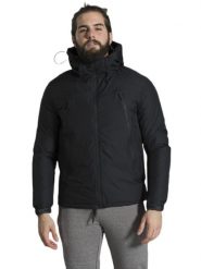 Miejska męska kurtka z kapturem. Czarne kurtki męskie LEONE 1947 APPAREL, na zimę, m, z aplikacjami, z puchu, z kapturem. Za 189.41 zł.