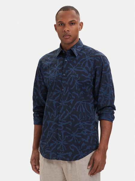 BOSS Koszula Ricoplus 50561608 Granatowy Regular Fit. Niebieskie koszule męskie Boss, m, bez wzorów, z bawełny, bez kołnierzyka, bez ramiączek. Za 274.99 zł.