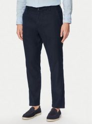 BOSS Chinosy Sanderson-L-3 50559595 Granatowy Regular Fit. Niebieskie eleganckie spodnie męskie Boss, bez wzorów, ze lnu. Za 679.99 zł.