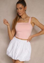 Różowy Gładki Top z Wiskozą na Ramiączkach Lirenele. Czerwone topy damskie Renee, l, bez wzorów, z jeansu, bez kołnierzyka, bez ramiączek. Za 54.99 zł.