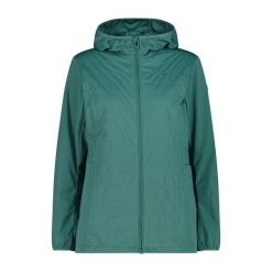 Kurtka damska turystyczna CMP 35Z5476. Zielone kurtki sportowe damskie CMP, l, bez wzorów, z softshellu, bez ramiączek, z kapturem, trekkingowe. Za 465.60 zł.