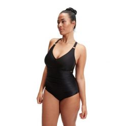 Strój kąpielowy jednoczęściowy damski na basen Speedo Shaping. Czarne stroje kąpielowe damskie Speedo, bez wzorów, z meshu. Za 399.28 zł.