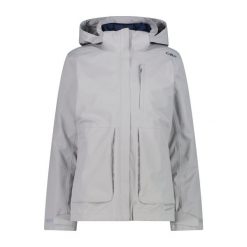 Kurtka puchowa z odpinanym kapturem dla kobiet CMP. Białe kurtki sportowe damskie CMP, bez wzorów, z puchu, bez ramiączek, trekkingowe. Za 670.60 zł.