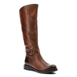 Brązowe Kozaki Armodo Eleganckie Obuwie Damskie. Brązowe kozaki damskie Armodo, na zimę, bez wzorów, ze skóry, bez obcasa, na obcasie, bez zapięcia. Za 409.00 zł.
