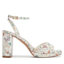 Sandały Aldo. Białe sandały damskie Aldo, bez wzorów, bez obcasa, na słupku, bez zapięcia. Za 339.99 zł.