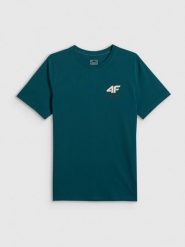 4F T-shirt regular gładki męski - turkusowy S. Niebieskie t-shirty męskie 4F, m, bez wzorów, z dresówki, bez kołnierzyka, bez ramiączek. Za 69.99 zł.